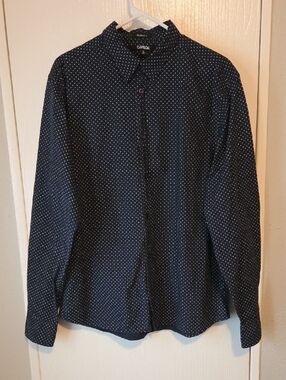 Carbon Men’s Navy Polka Dot Button-Up Shirt